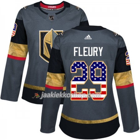 Nainen NHL Vegas Golden Knights Pelipaita Marc-Andre Fleury 29 Adidas 2017-2018 Harmaa USA Flag Fashion Authentic